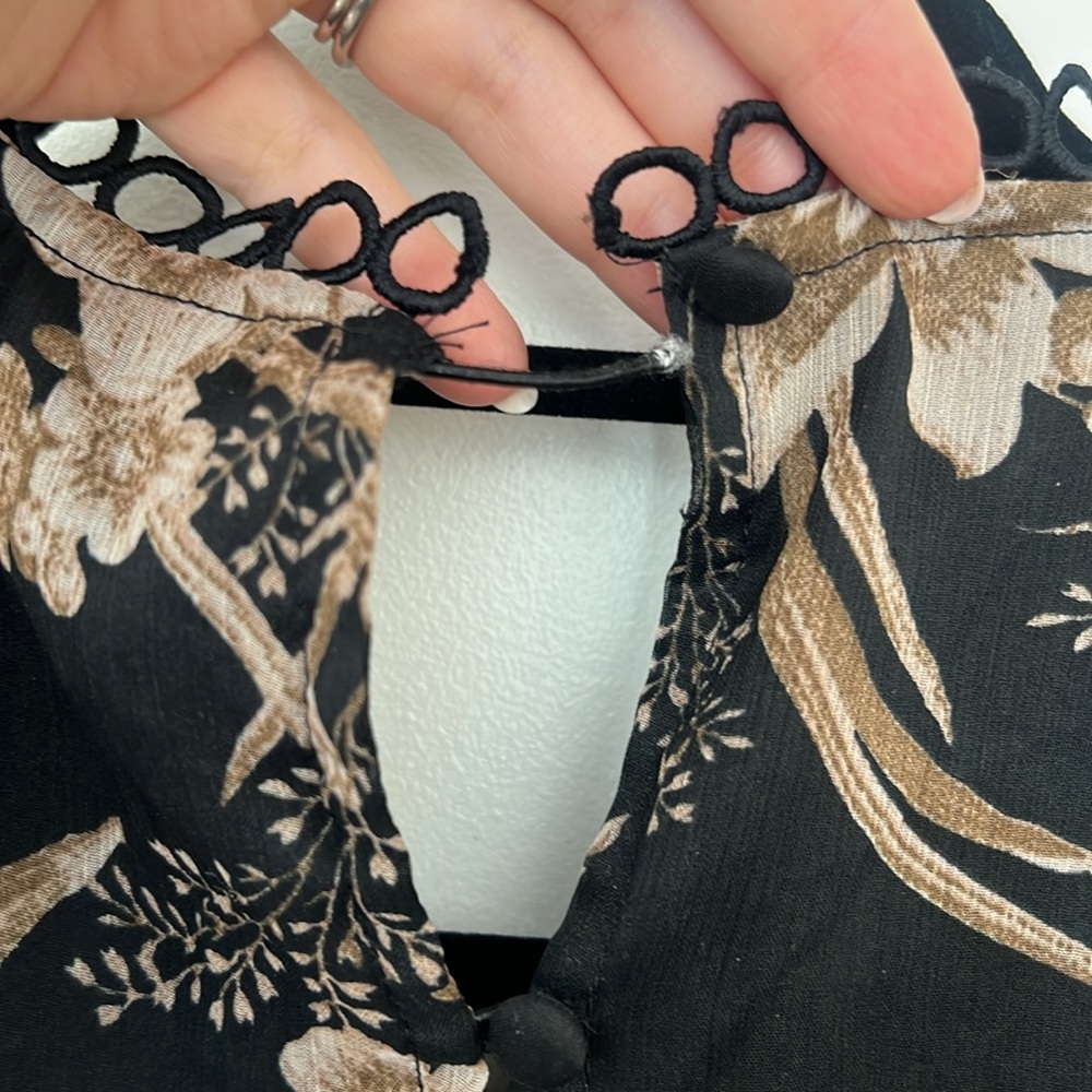 ASOS Black and Tan Floral Long Sleeve Dress - Picture 8 of 9